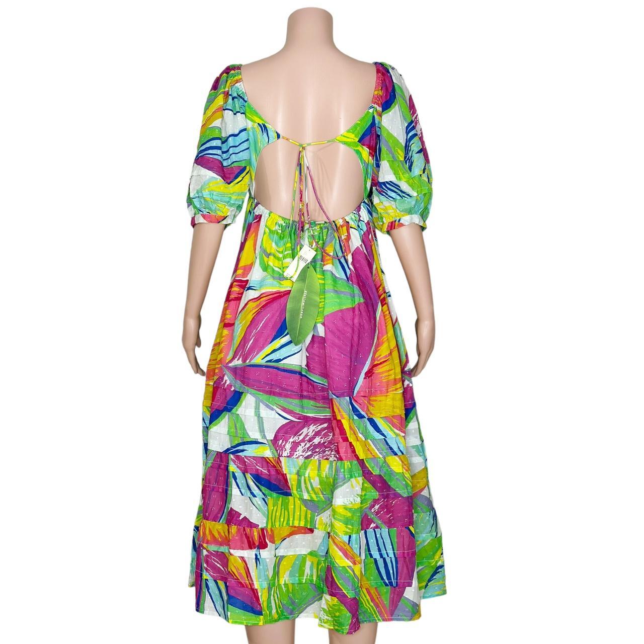 Outlet FARM RIO Rainbow Leaves Open Back Midi Dress