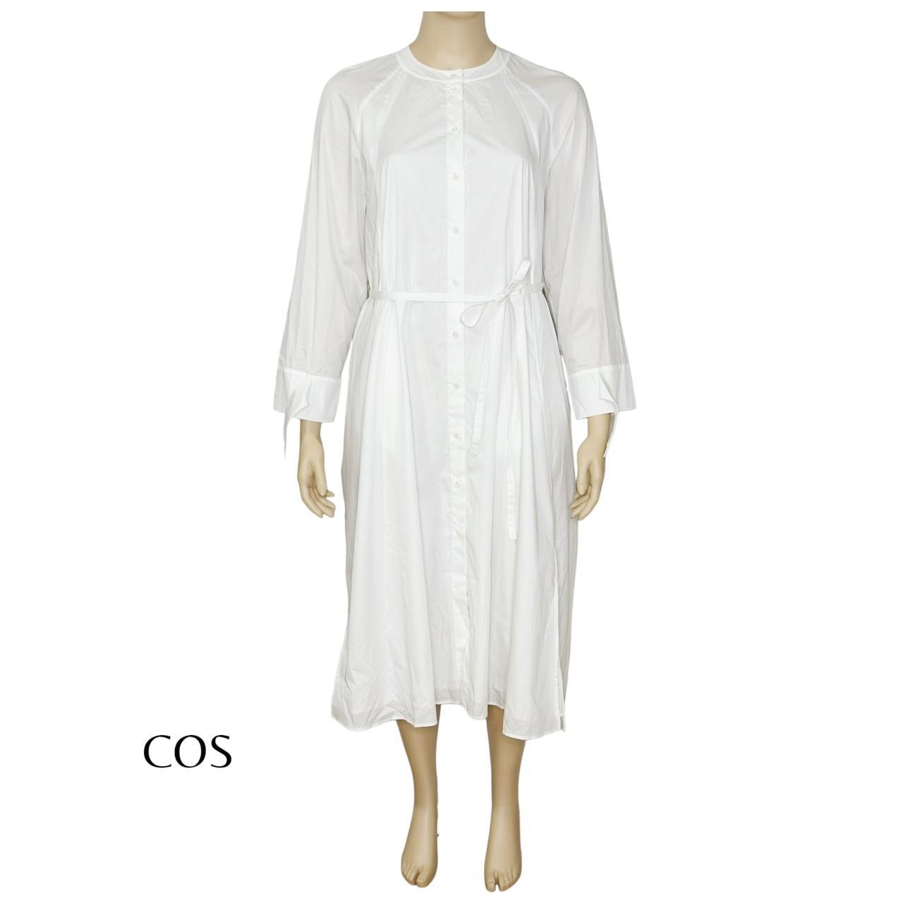 COS Collarless Maxi Shirt Dress, White, 14 (US) -... - Depop