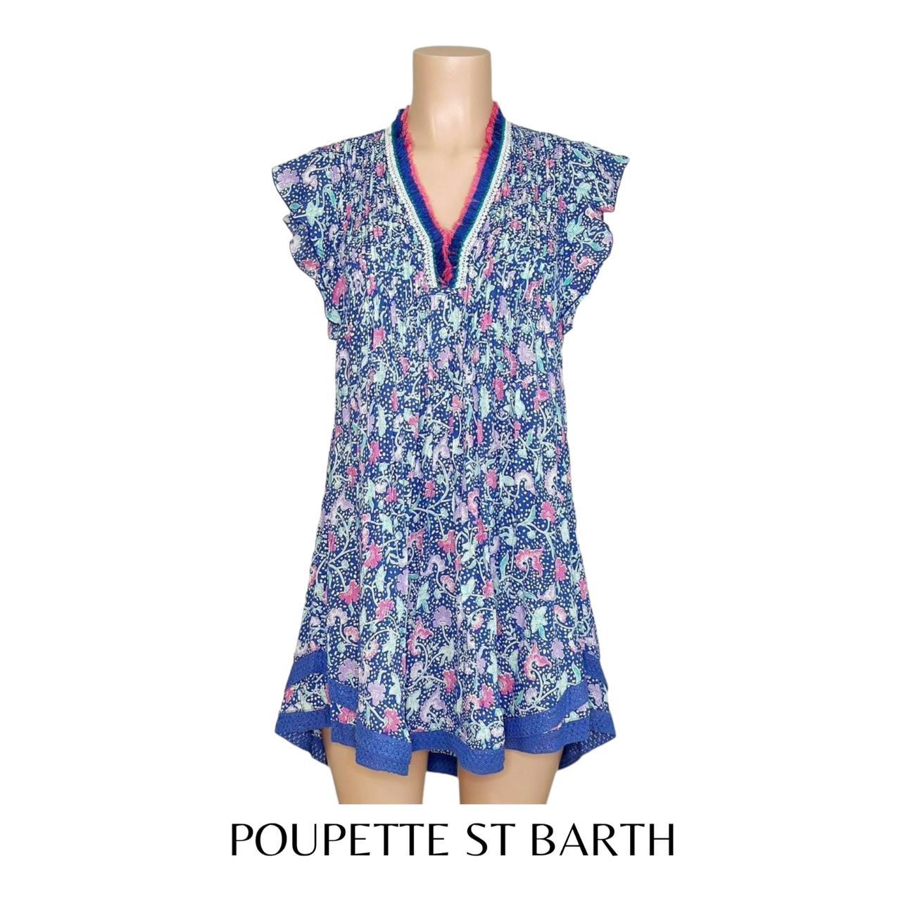 Poupette St Barth Sasha outlet Lace Trim Minidress In Blue Retro