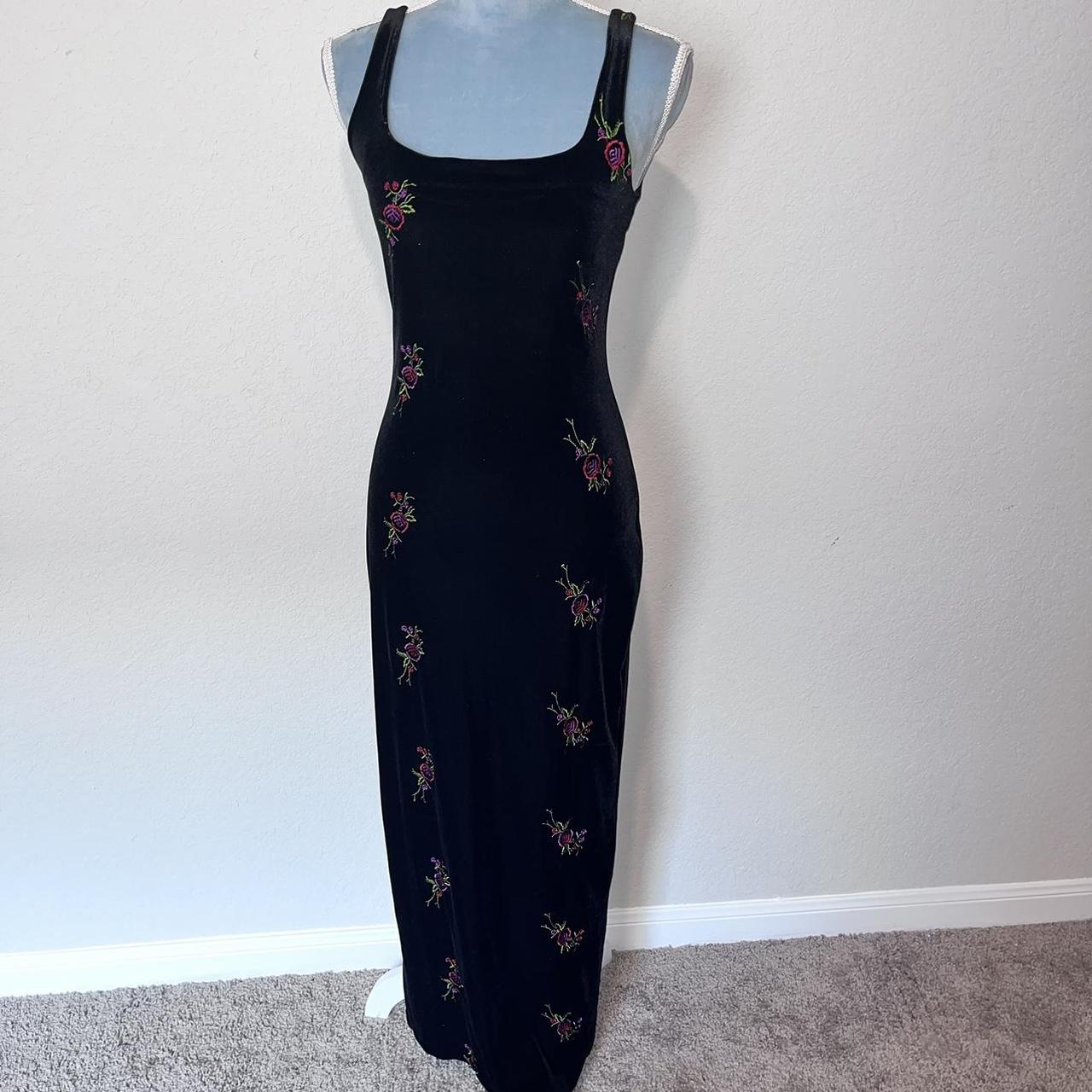 VTG Betsey Johnson Embroidered Velvet Dress Size... - Depop