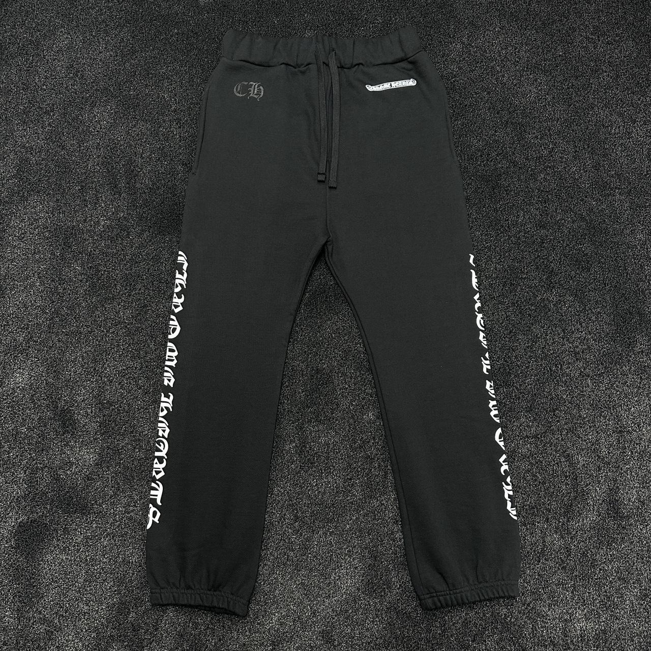 Chrome Hearts Scroll Logo Joggers Black • Large •... - Depop