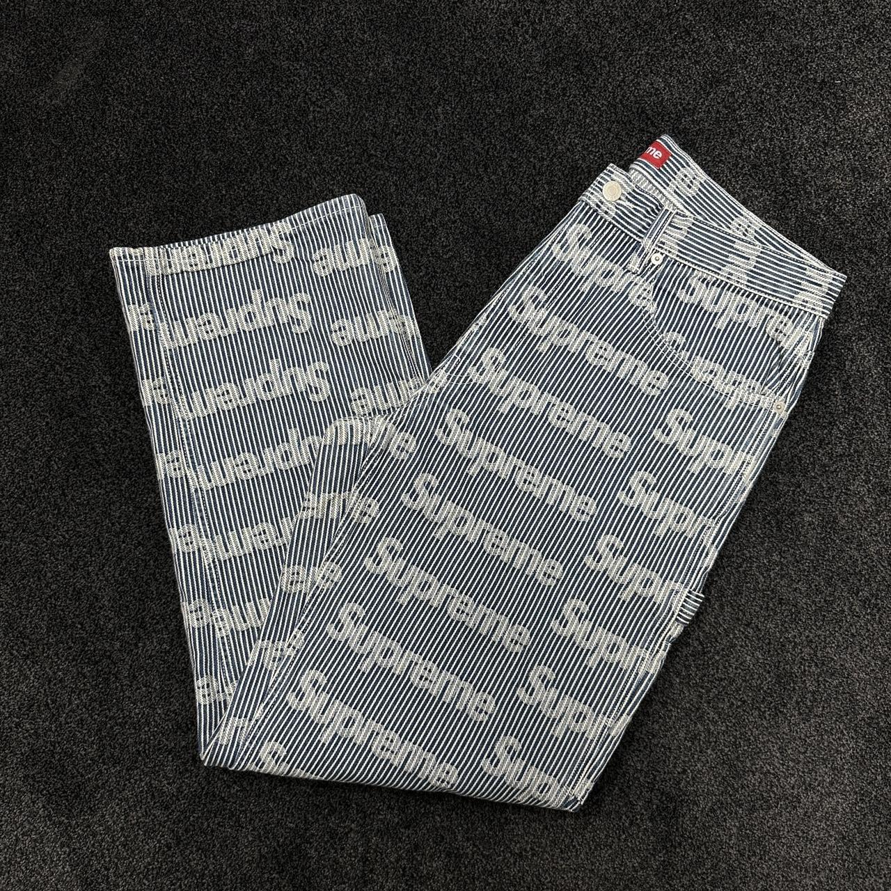 Supreme Stripe Monogram Painter Denim Jeans • W32 • | Depop
