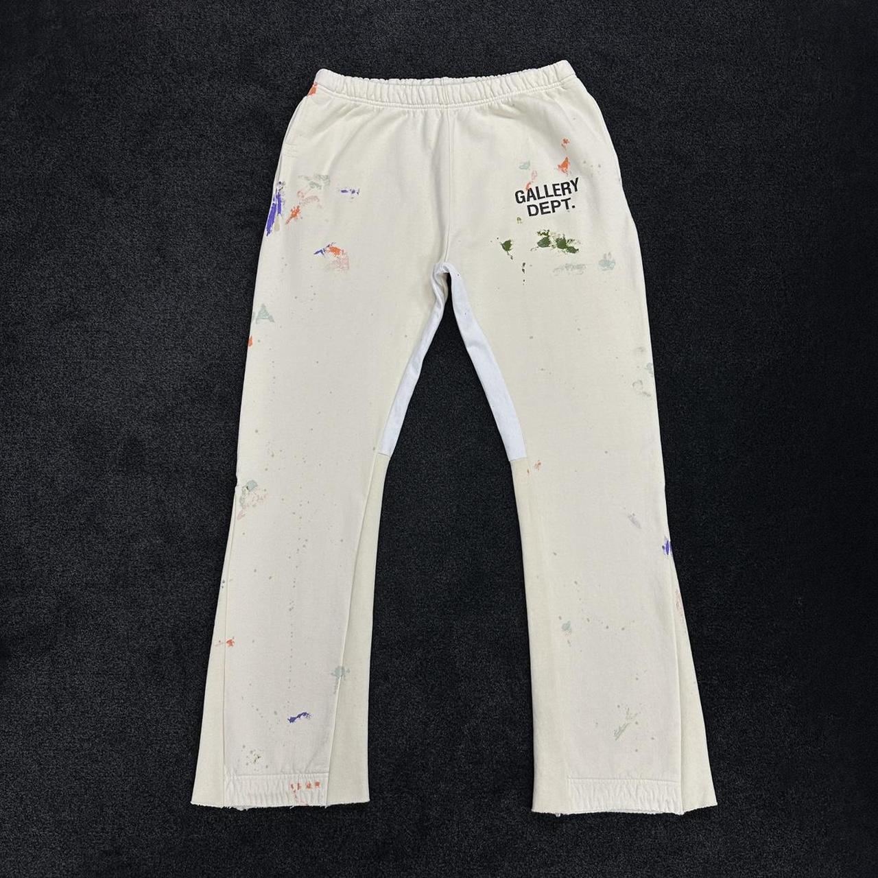 Gallery Dept Logo Flare Painted Joggers Cream | Depop Gallery Dept Logo Flare Painted Joggers Cream | Depop