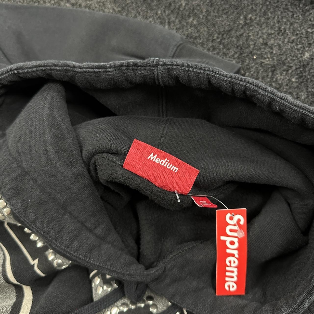 Supreme Champion Studded Hoodie Black Grey • | Depop