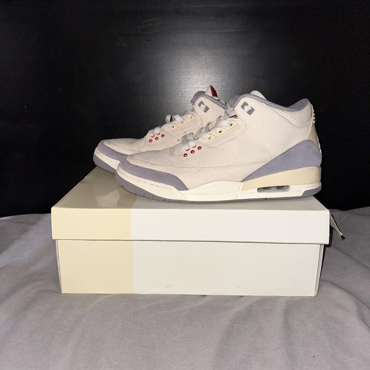 Jordan Men's Cream and Red Trainers Depop