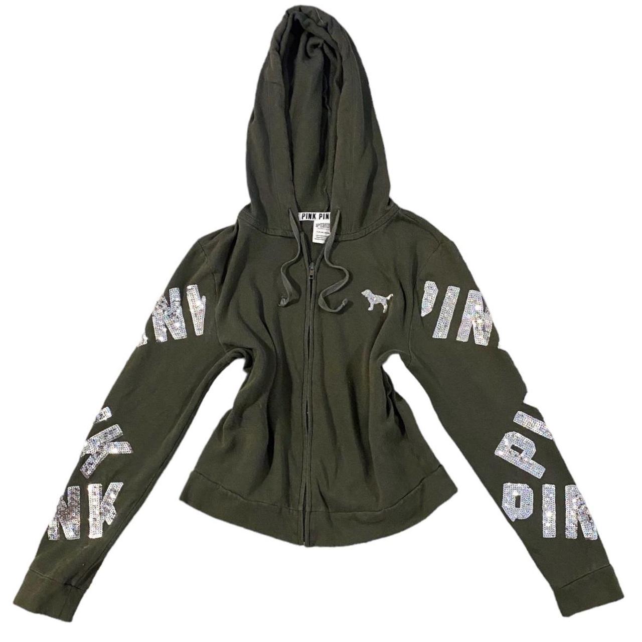 y2k PINK hoodie super cute black PINK brand zip up - Depop