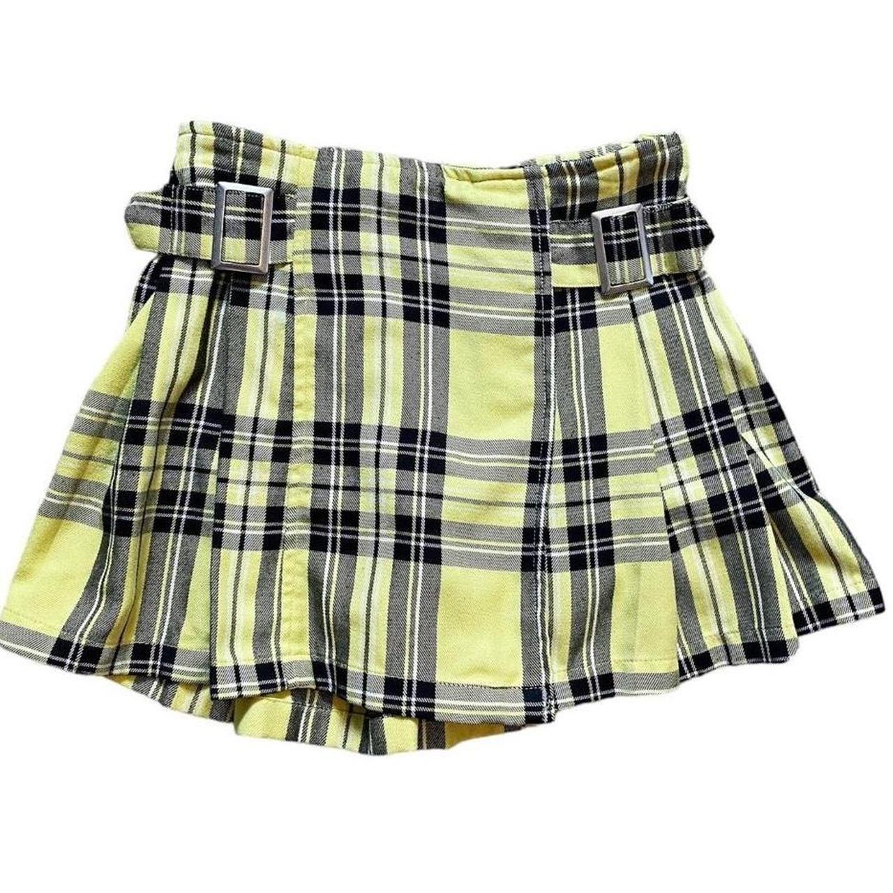 Neon yellow plaid skirt best sale