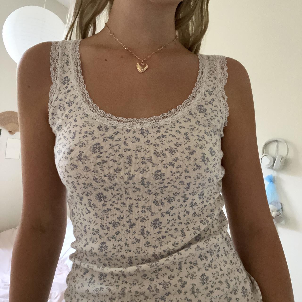 brandy melville ronnie lace cream colored floral... Depop