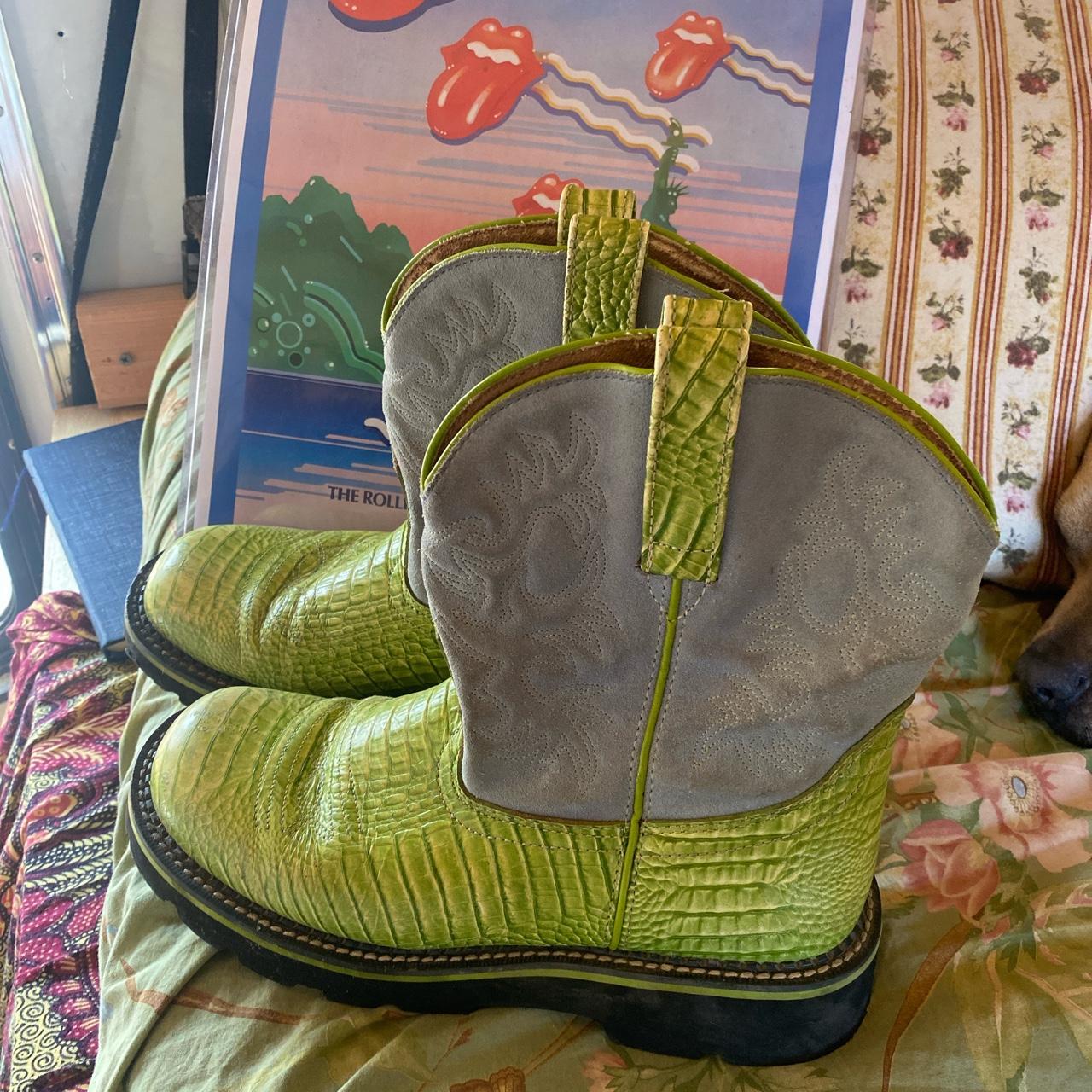 Ariat Women's Green and Grey Boots Depop