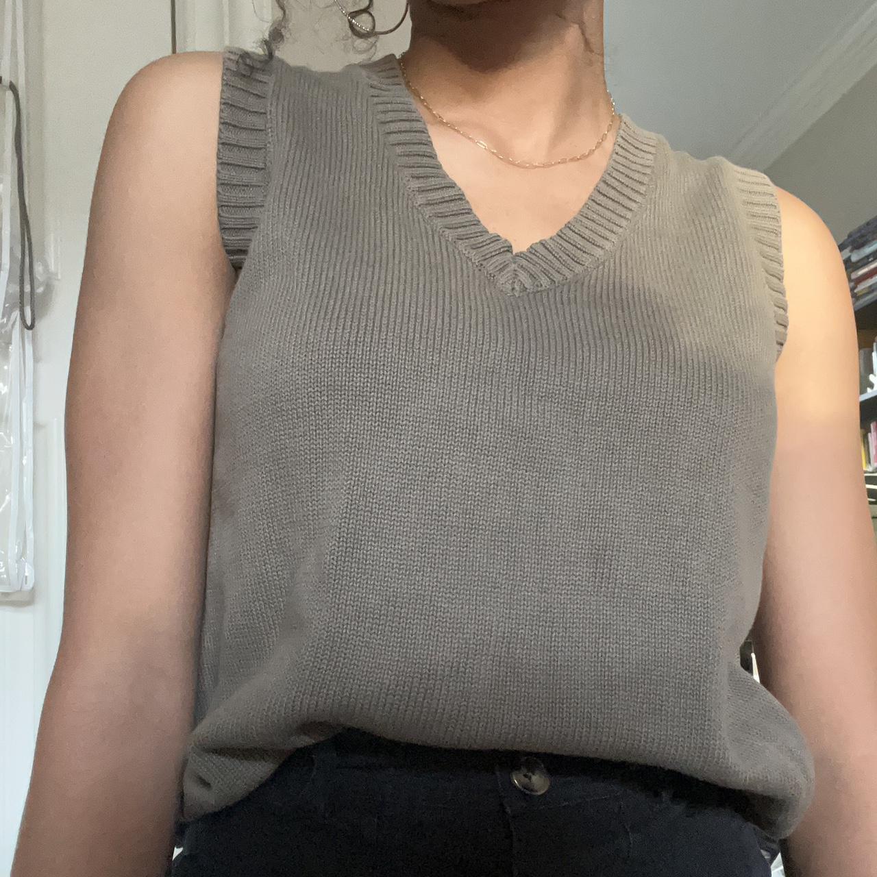 Brandy Melville Women's Green and Khaki Vest Depop