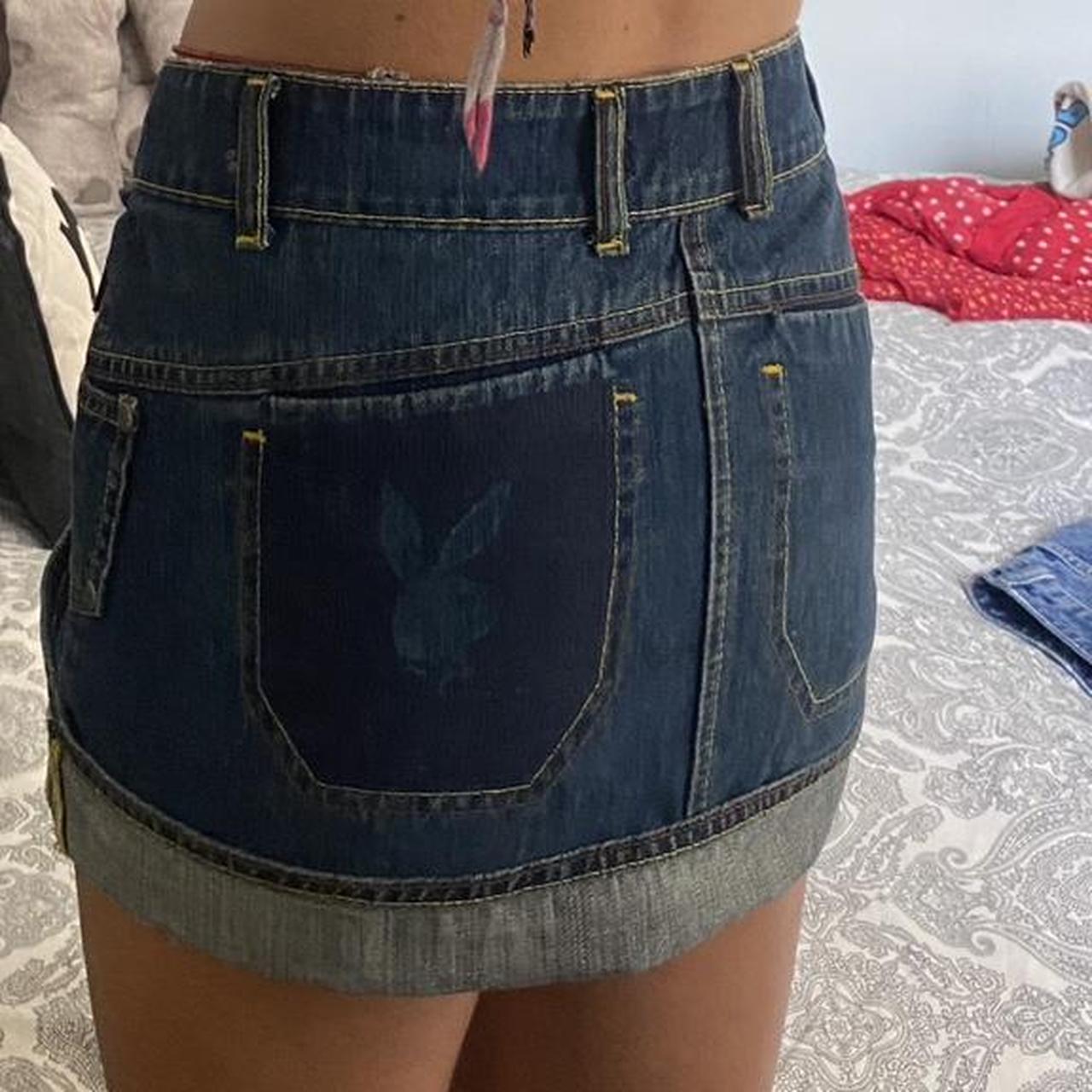 Vintage 90s low rise Playboy denim micro/ mini skirt... Depop