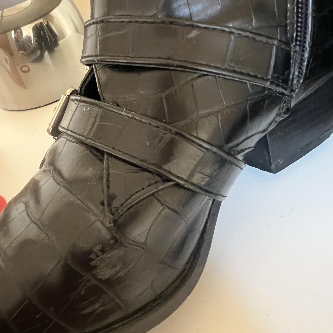 River island black ankle boots with buckle detail... Depop