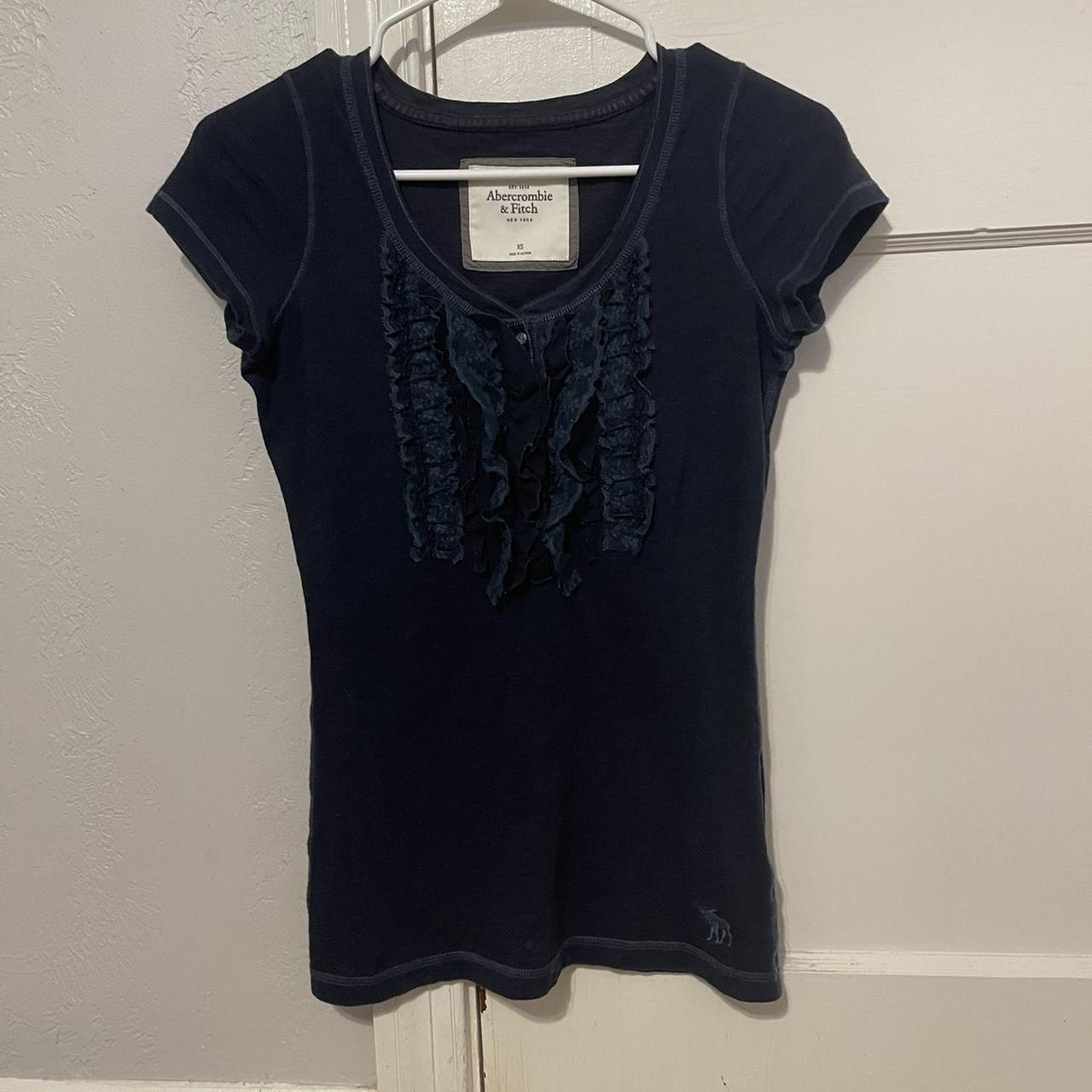 abercrombie & fitch navy blue short sleeve tshirt... - Depop