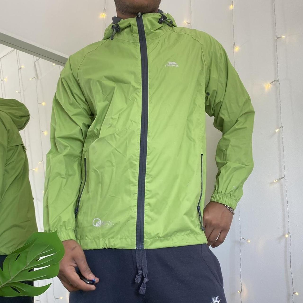 Green trespass rain coat Trespass train jacket... Depop