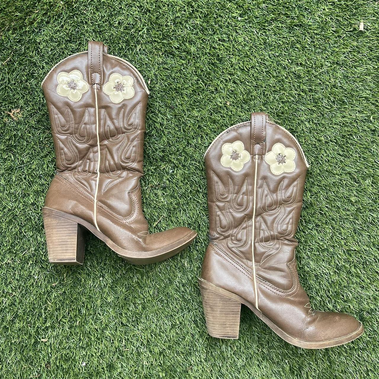 The cutest thrifted flower cowgirl boots. These are... Depop