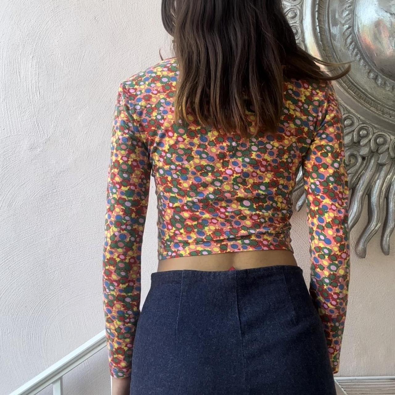 American Apparel multicolored floral print scoop... - Depop