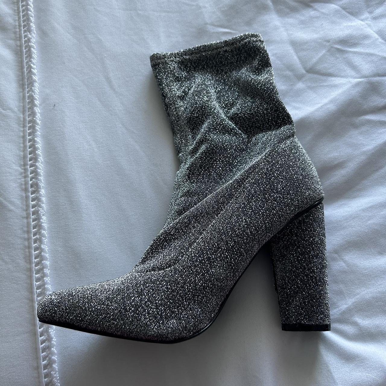 Miss guided silver sock boots, worn twice, still Depop