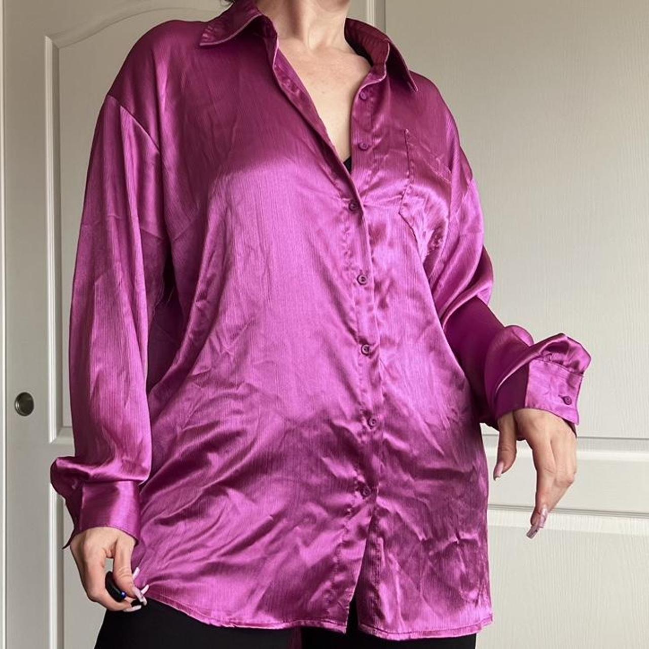 Silky Satin Magenta Blouse High Low With Lower Depop 5174