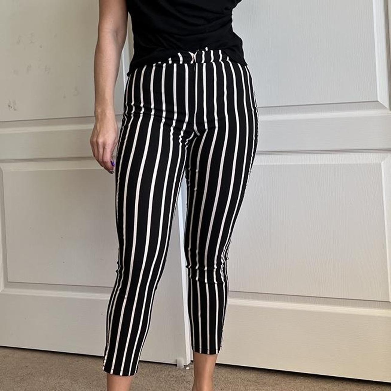 Black and white vertical striped jeans. I took the - Depop