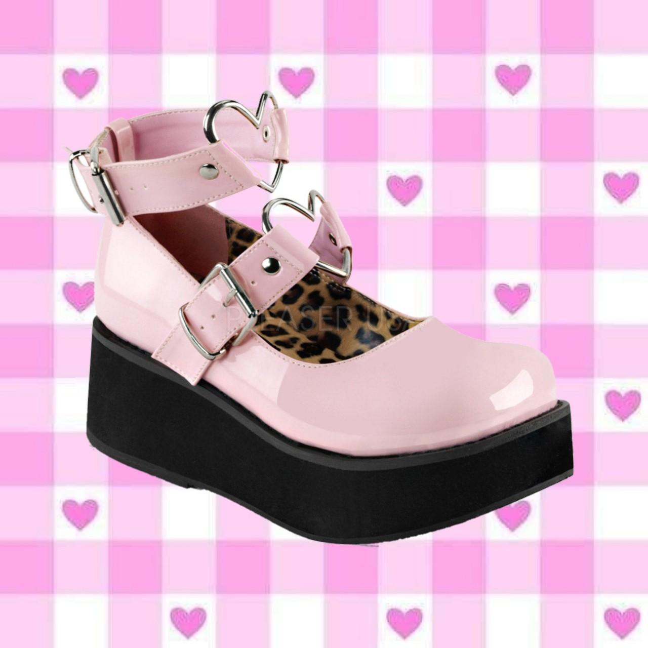 Sprite 02 Demonia Pink Heart O-Ring Pink Mary Jane Platform
