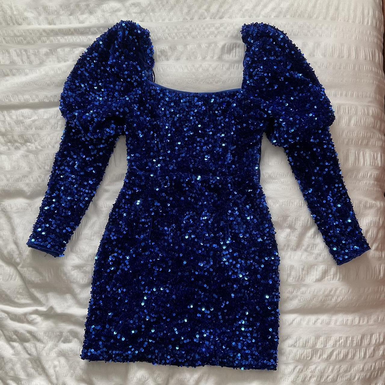 Quiz royal blue sequin bodycon mini dress UK size... - Depop