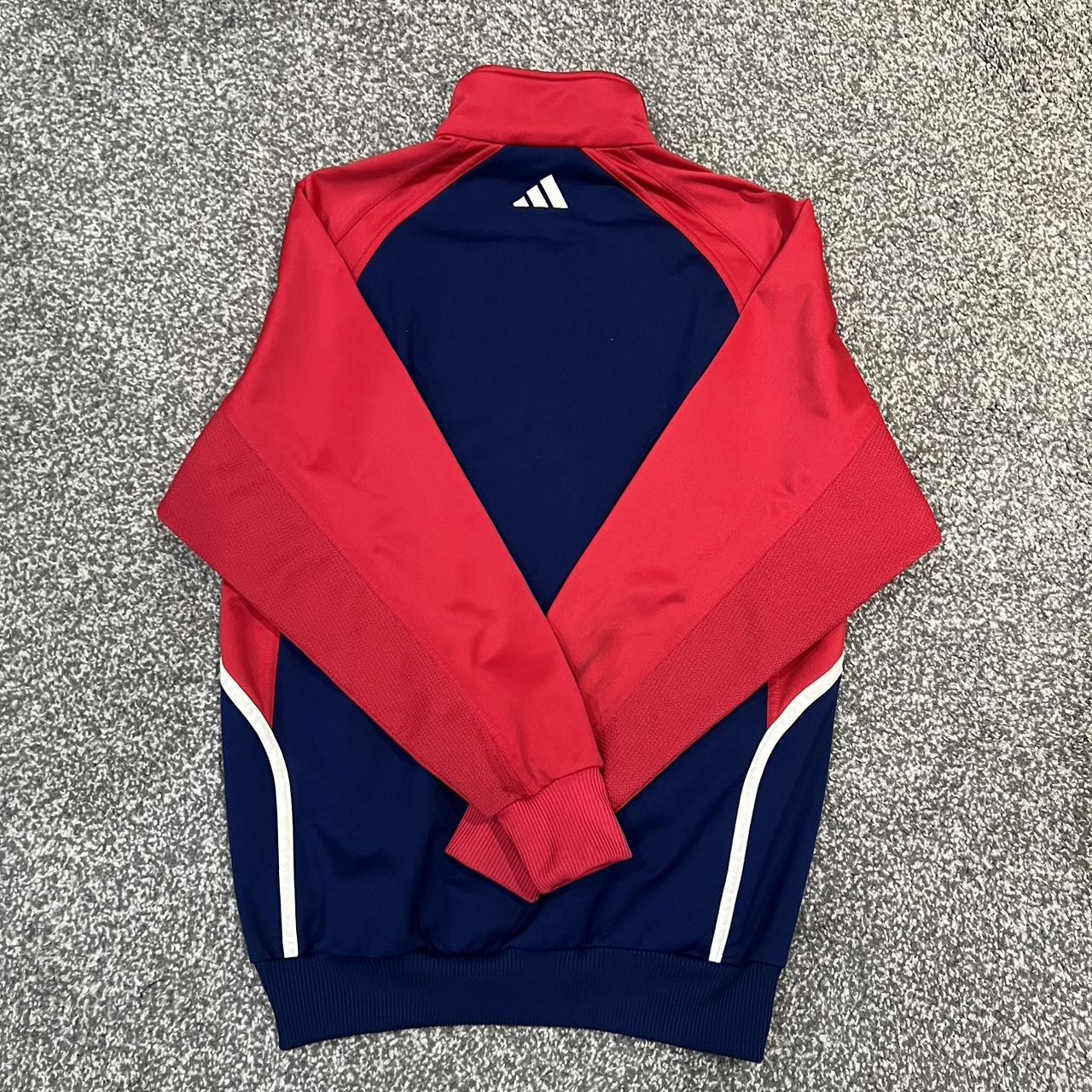 ADIDAS TRACK JACKET Classic red white and blue... - Depop