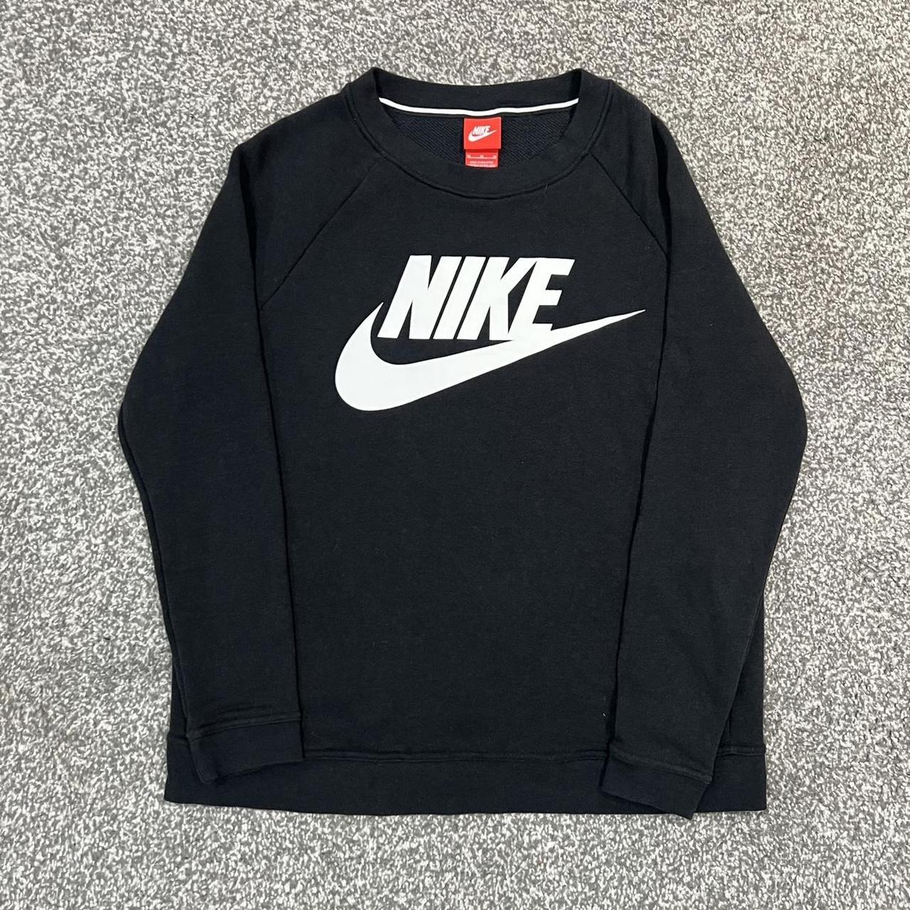 NIKE JUMPER Black with white central spell out... Depop