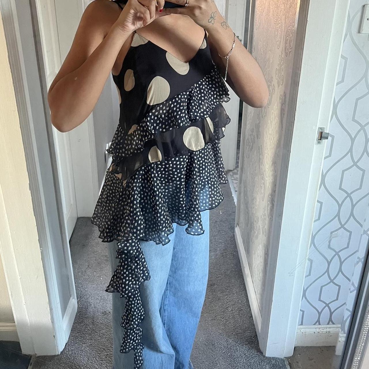 River island navy spotted tiered frill cami