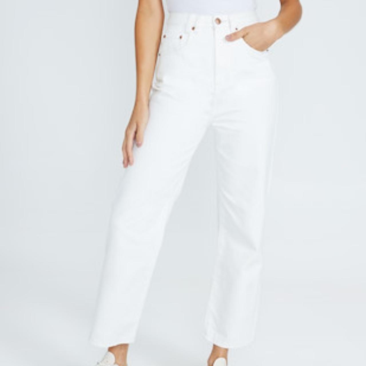 INSIGHT Phoebe white high waist straight leg cropped... Depop