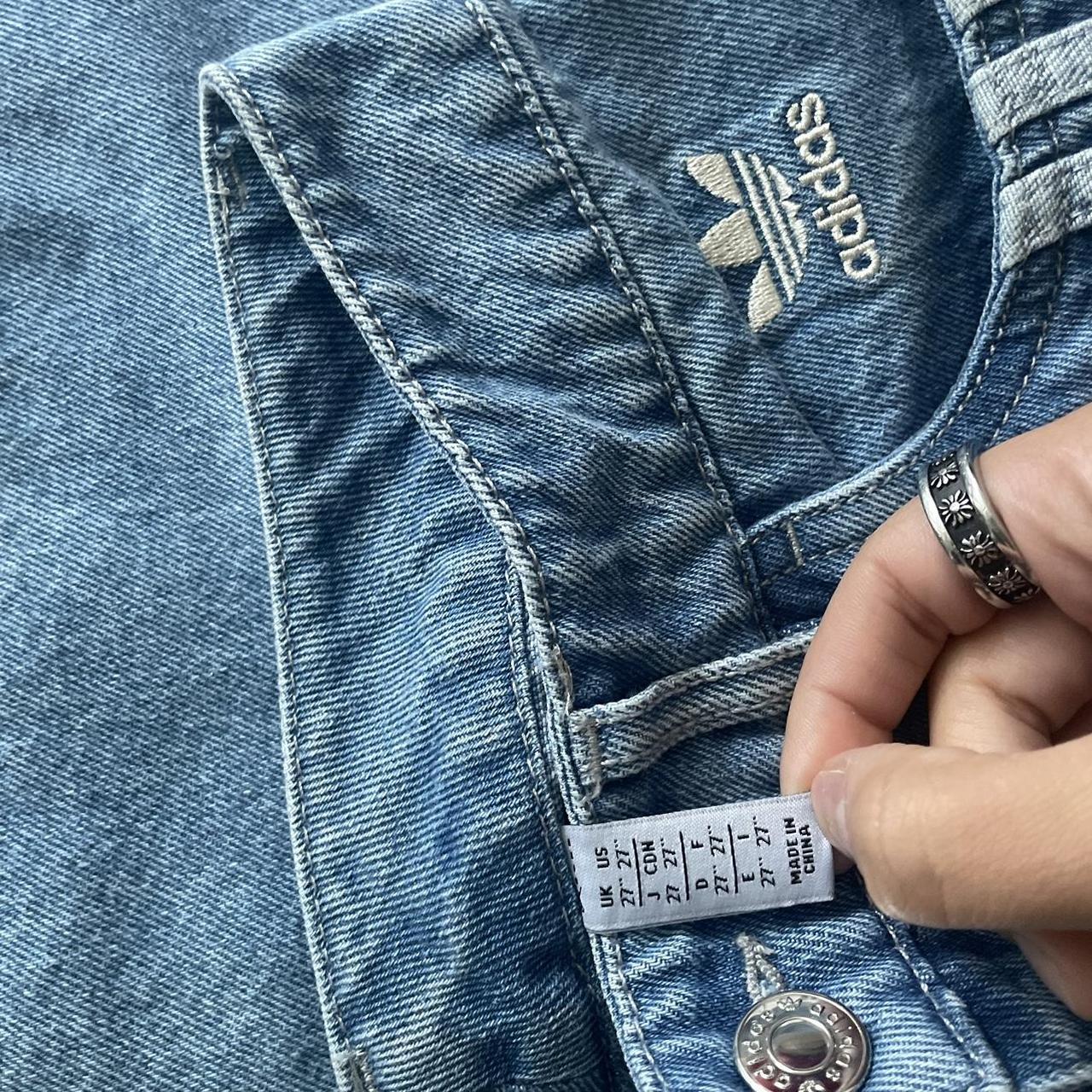 Adidas Originals wide leg blue denim jeans Size 27 Depop