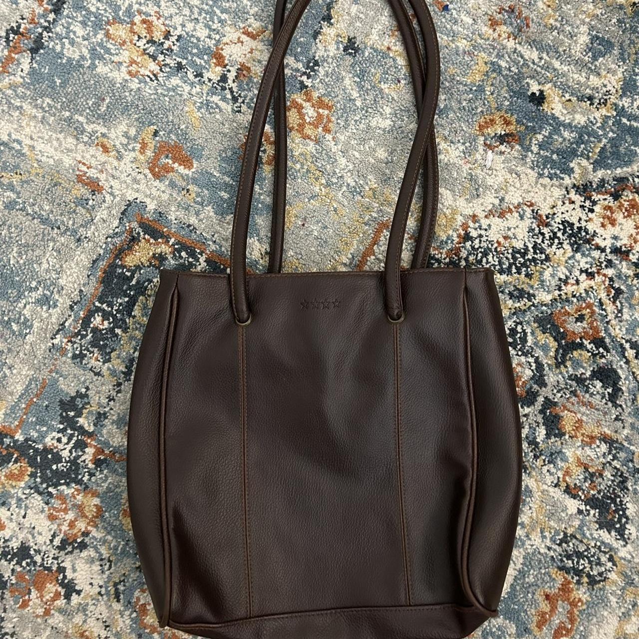 Brown suede and leather square body purse with two - Depop