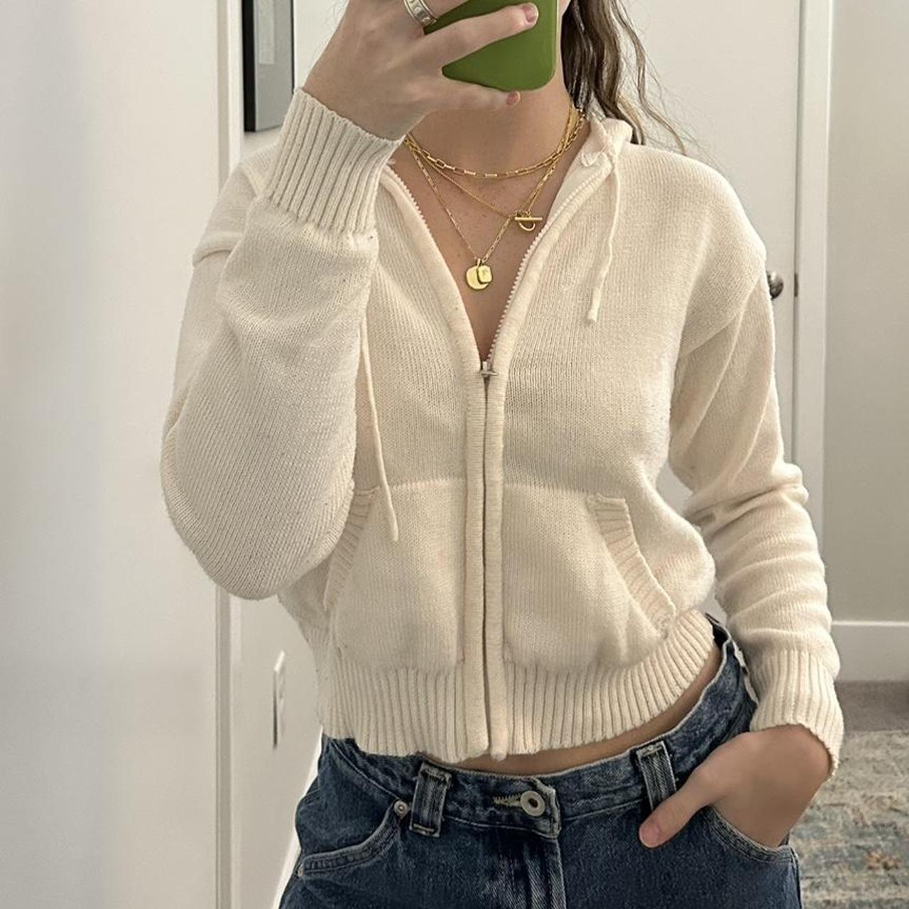 Cropped cream colored hoodie! Super cute — things to... Depop
