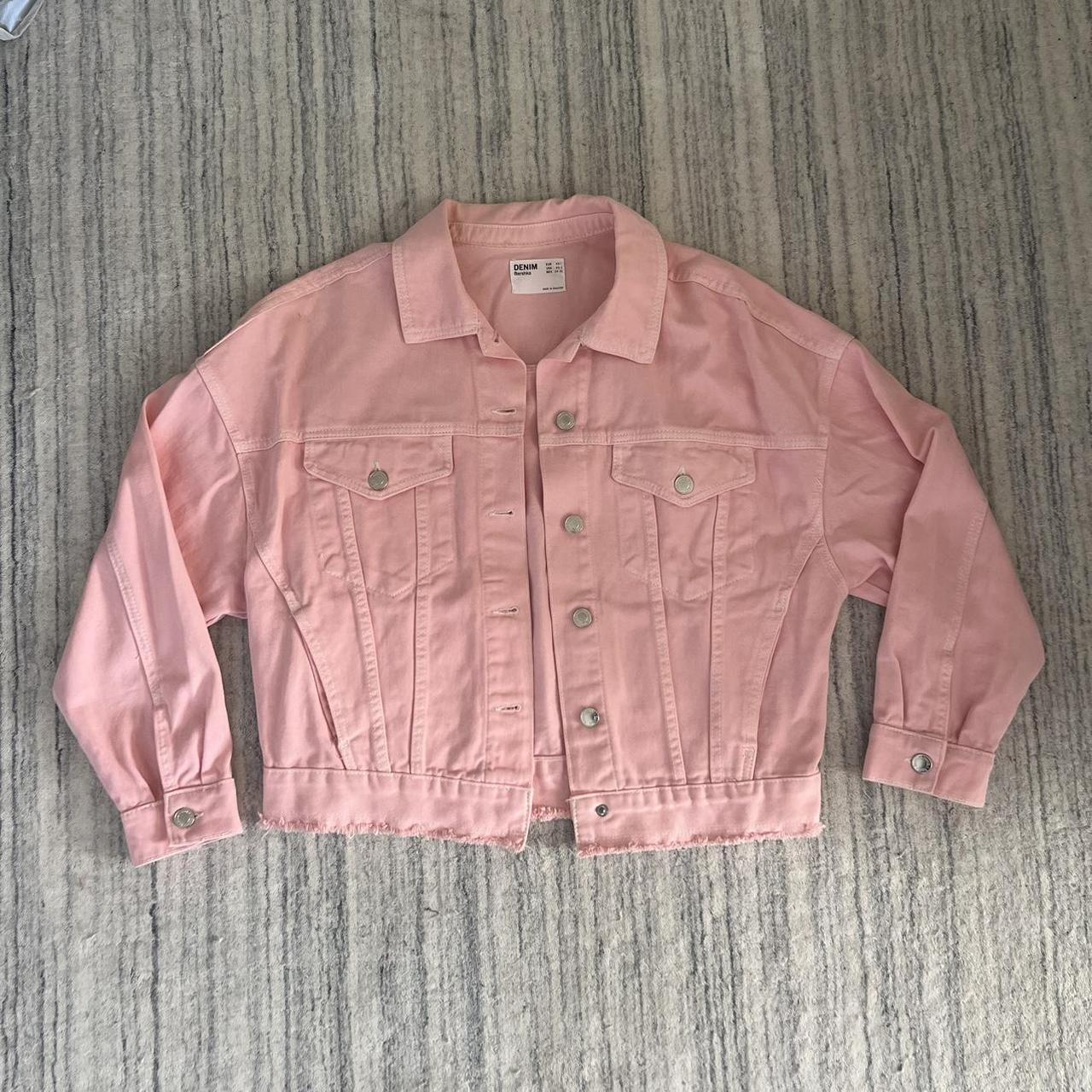 Bershka pink denim jacket best sale