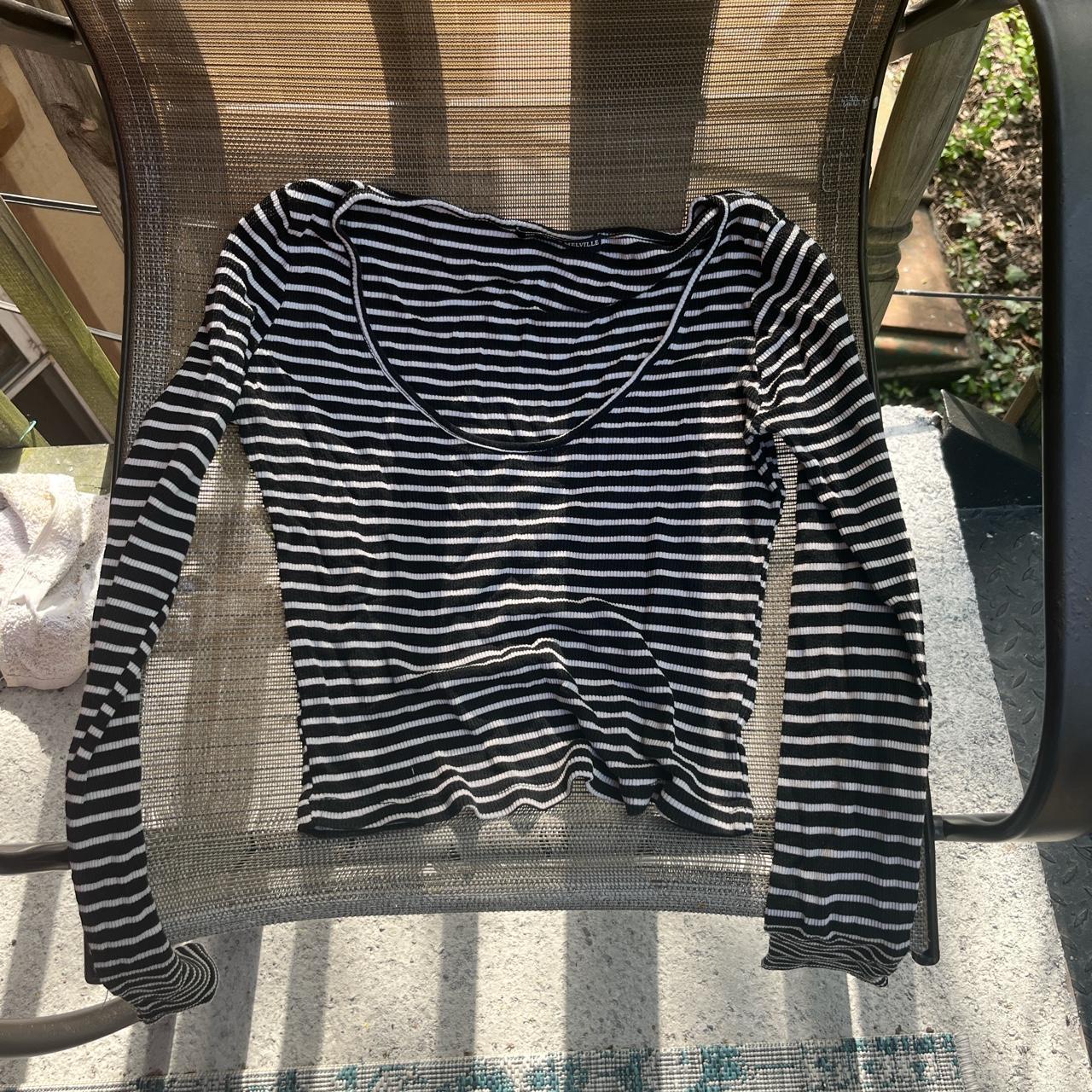 Brandy melville black 2025 and white striped shirt