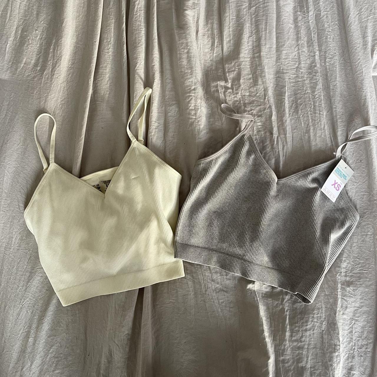 Primark Women's Cream and Grey Vest Depop