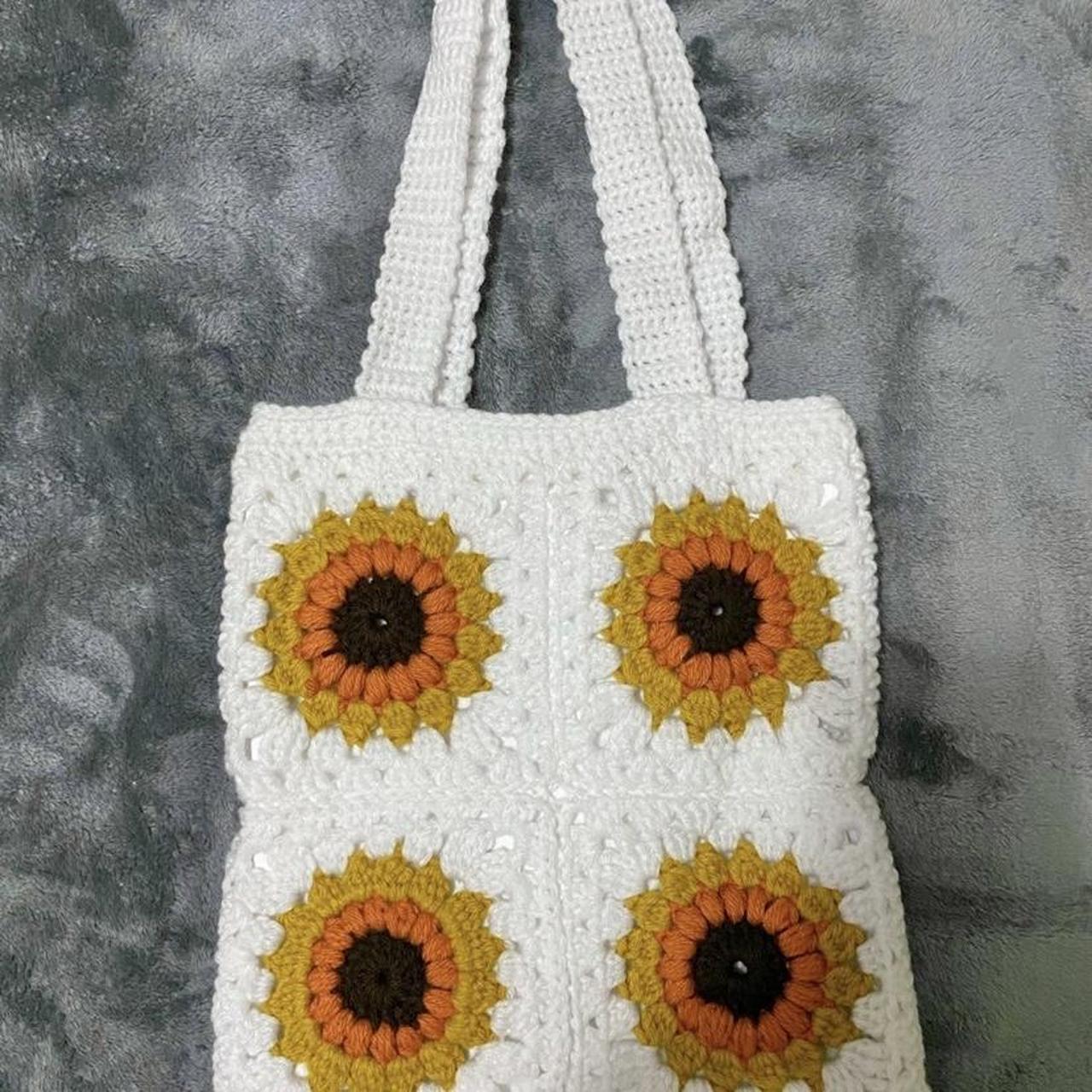 Crochet popular Sunflower Lined Tote Bag