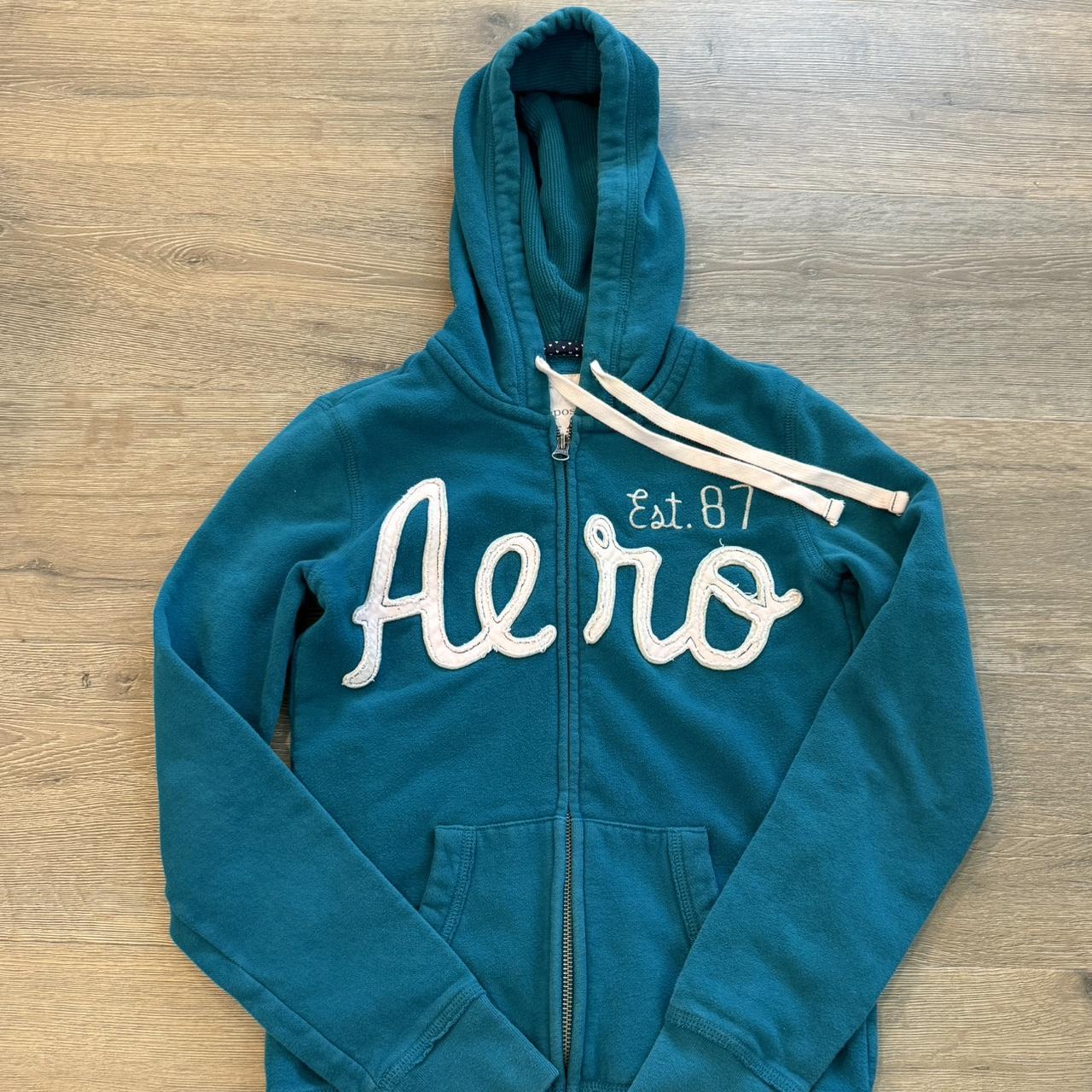 Aero Y2K 2000s Vintage Blue White Full Zip Hoodie. Depop