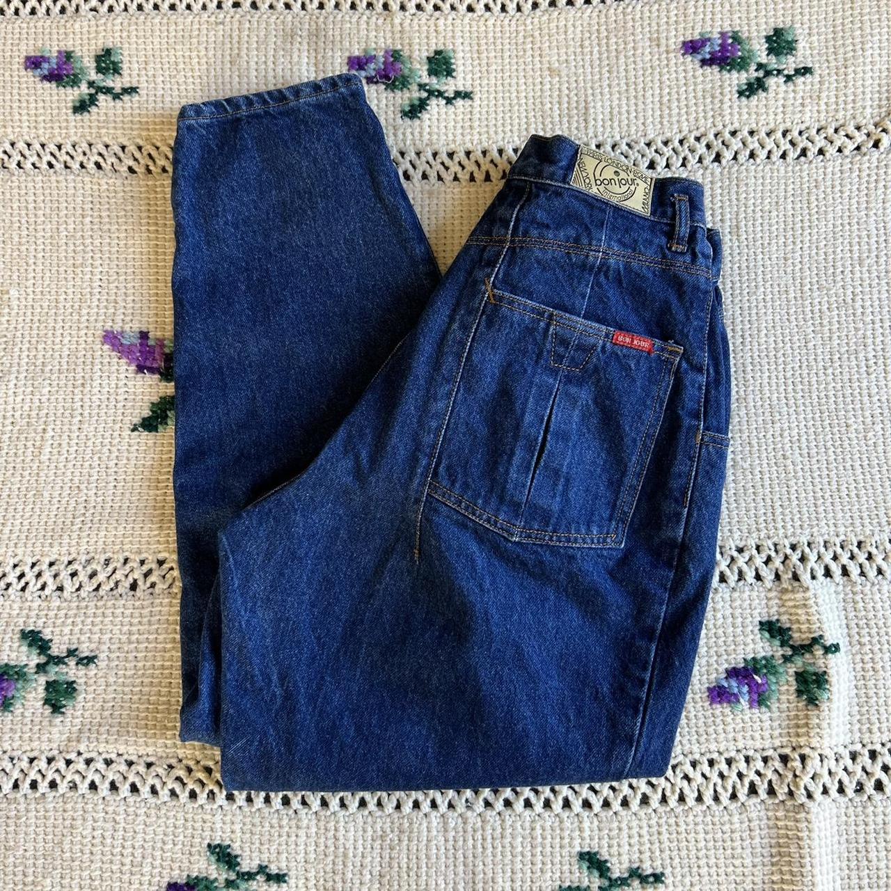 Bonjour Women's Blue and Navy Jeans Depop