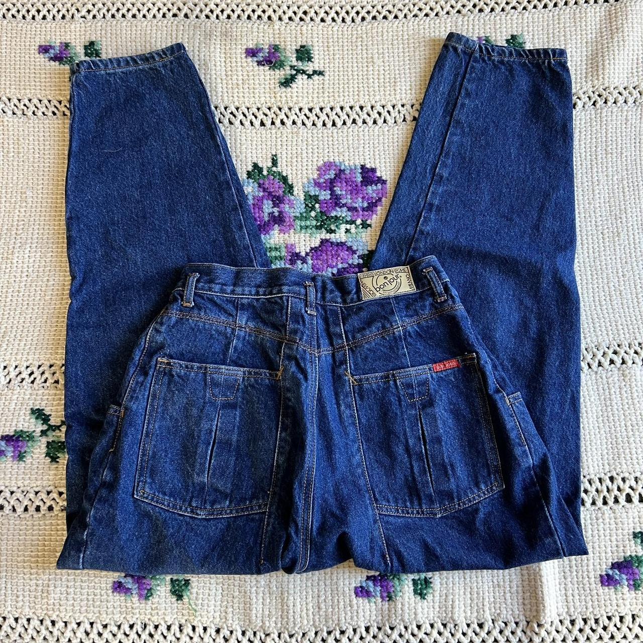 Bonjour Women's Blue and Navy Jeans Depop