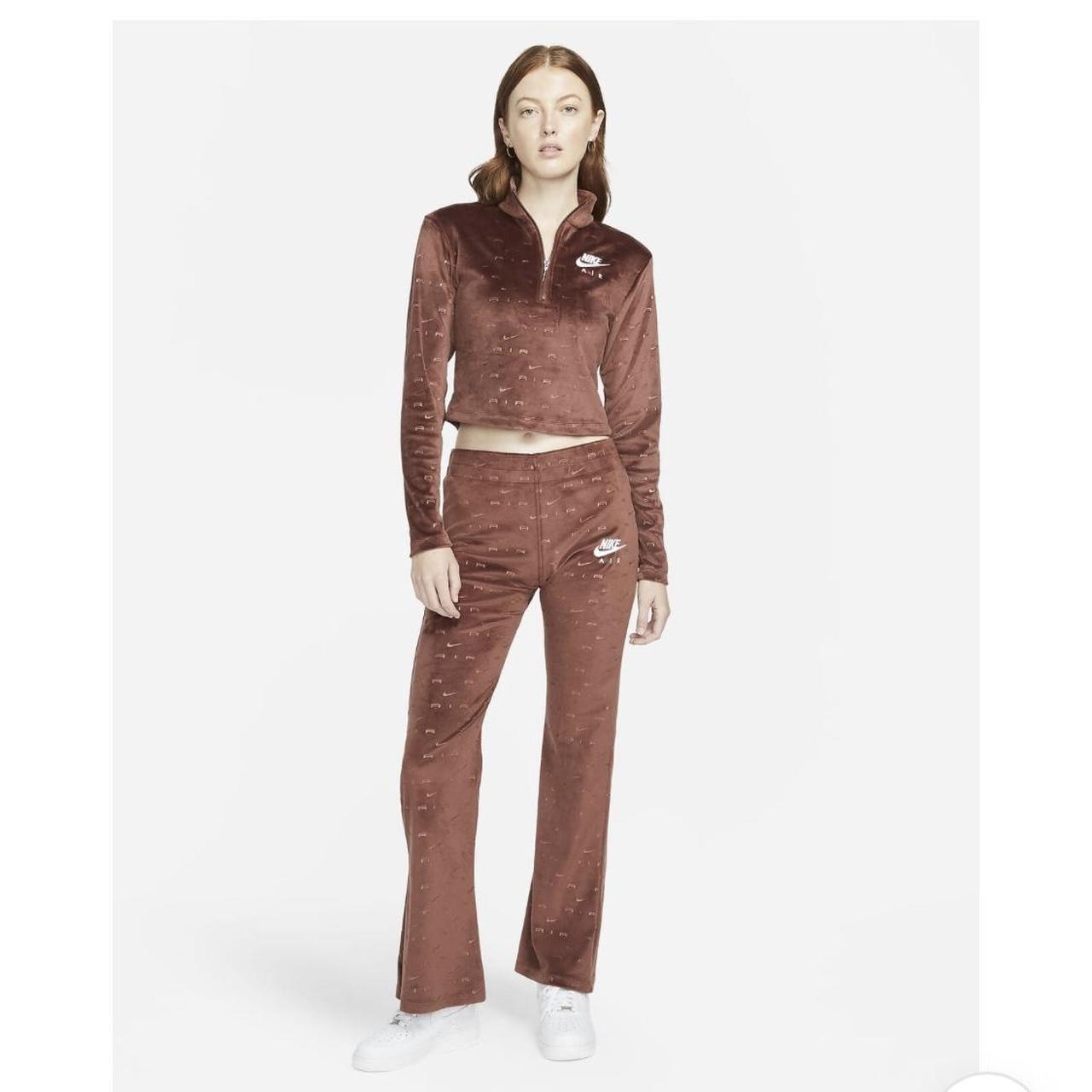 Brown Nike Velour Womens Tracksuit Hoodie Velvet Nike Jumpsuit