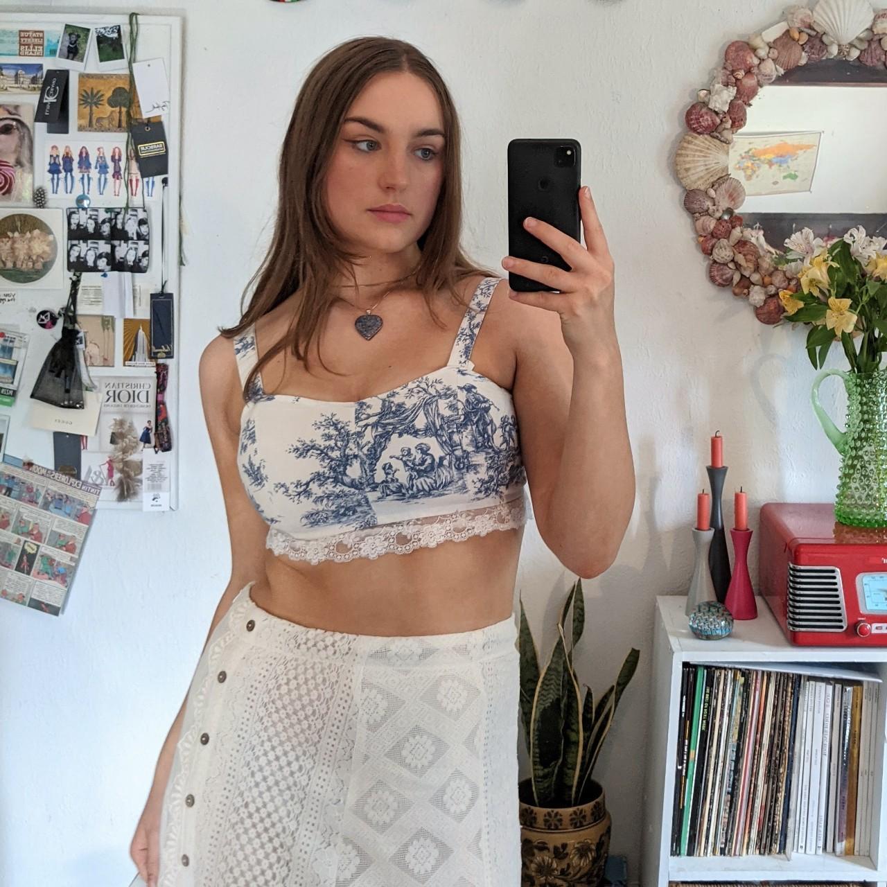 Hand made bust/ Bralette crop top with french lace! - Depop