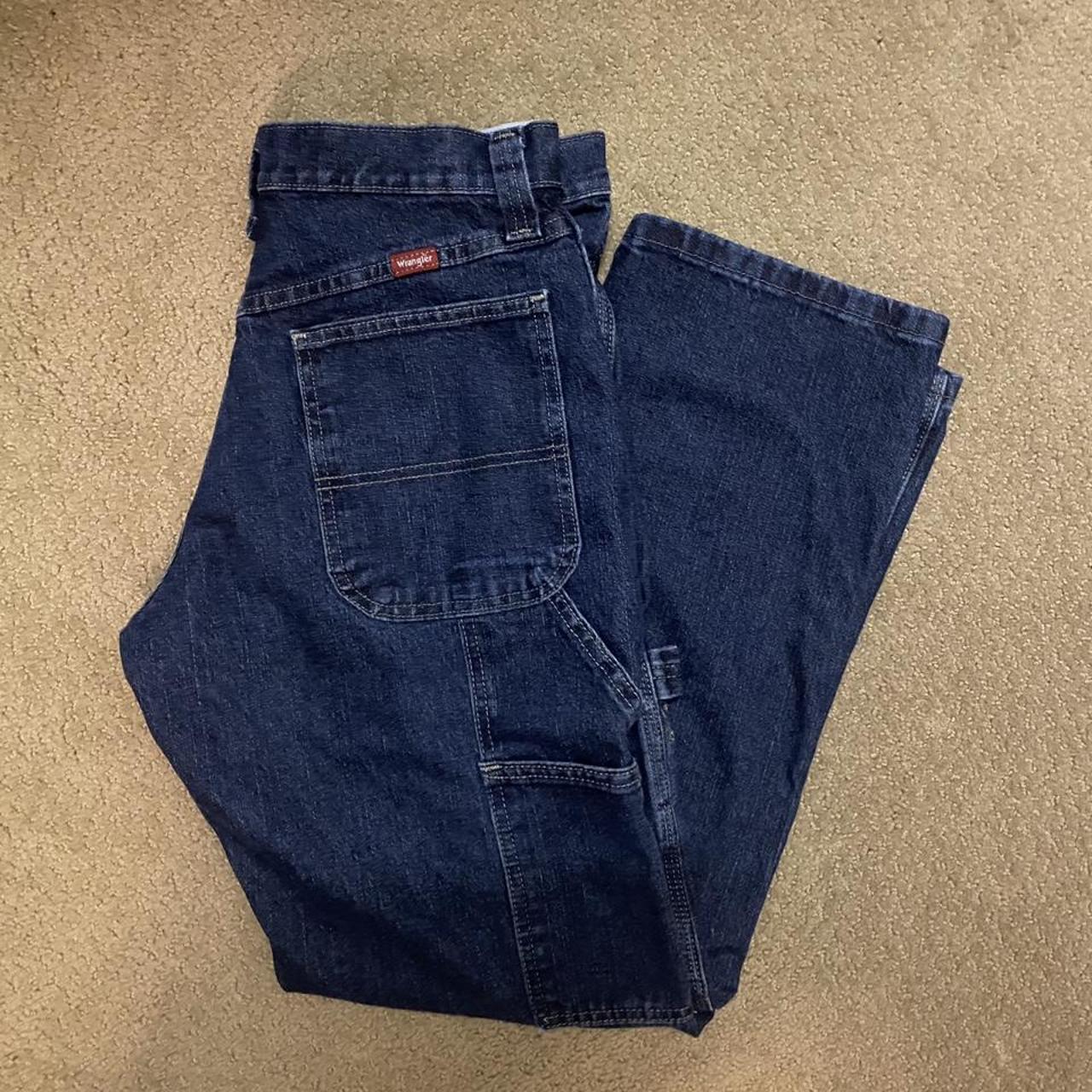 WRANGLER CARGO JEANS Super cute dark wash wrangler... - Depop