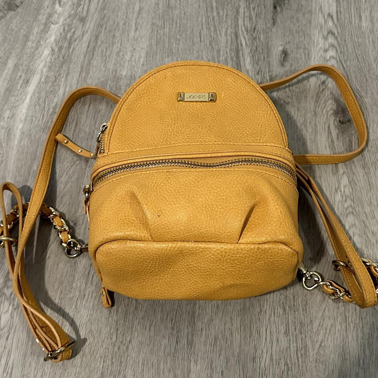 Golden Brown Tan and Gold Mini Backpack with Two