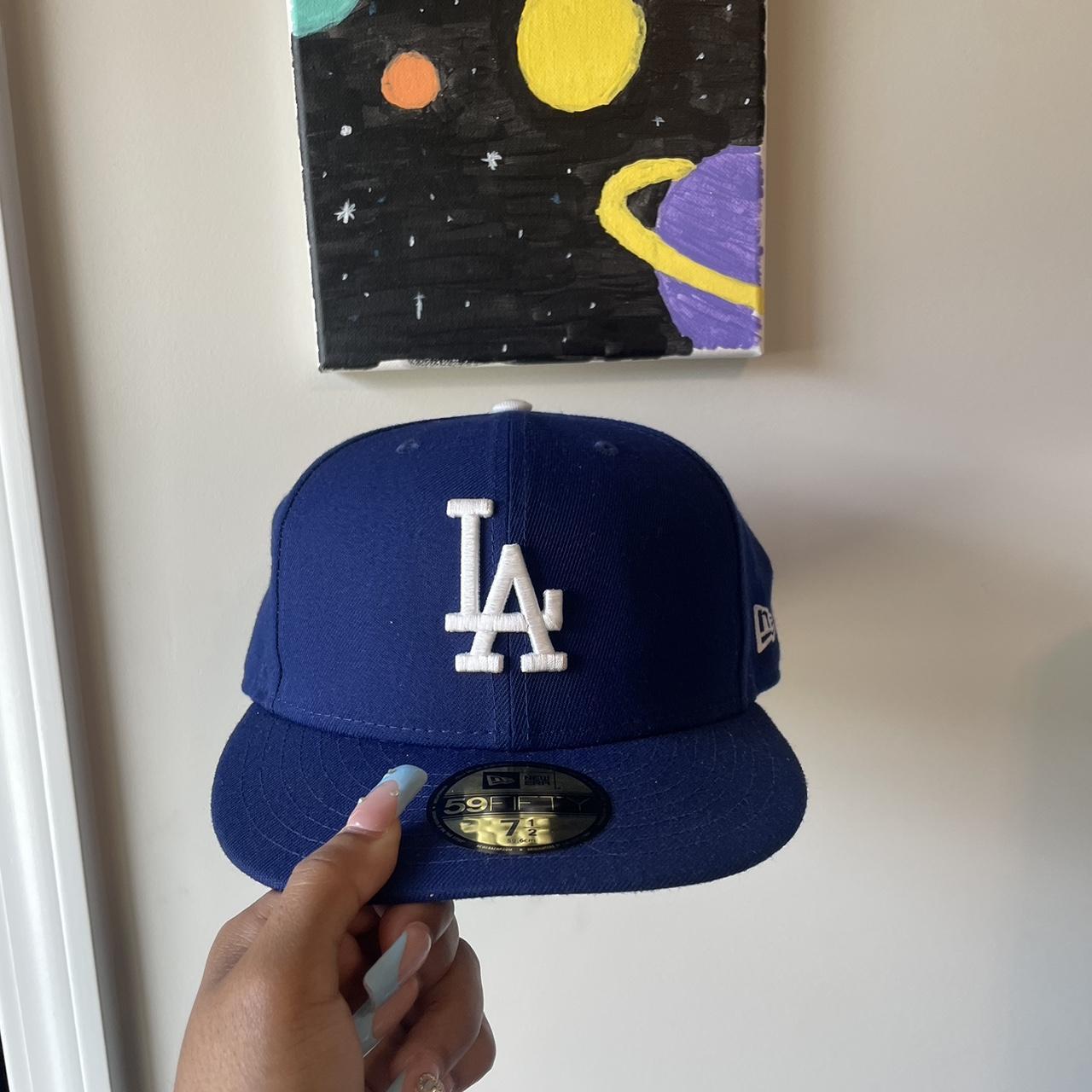 WORN ONCE Pink LA Dodgers Fitted Hat Size: 7 3/8 DM - Depop