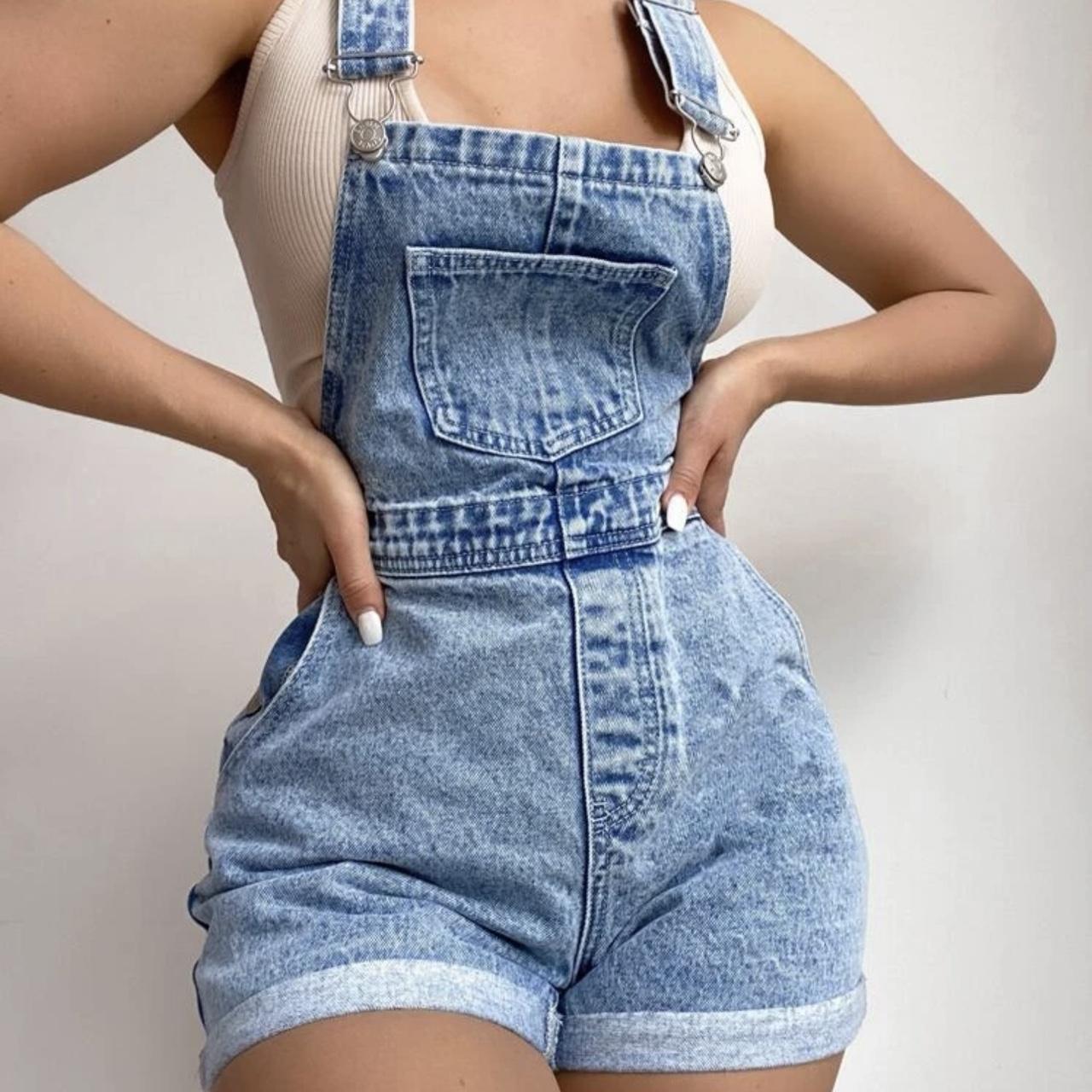 Short denim overalls. Worn twice, still in perfect... Depop