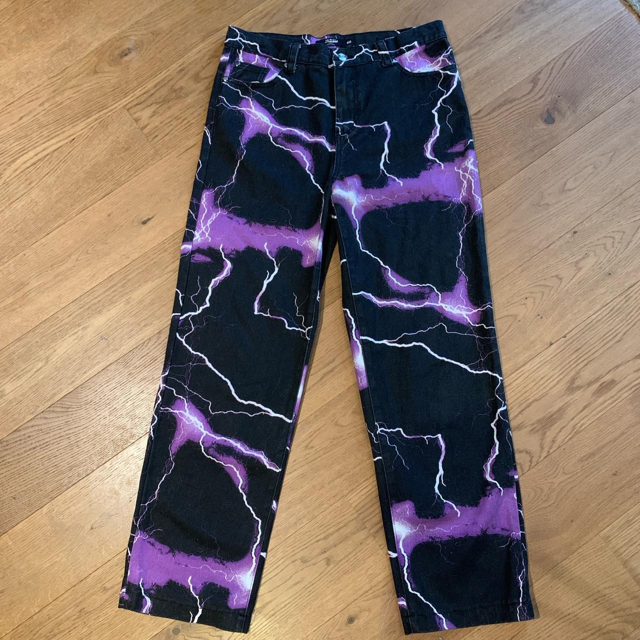 Purple lightning store print boyfriend jeans