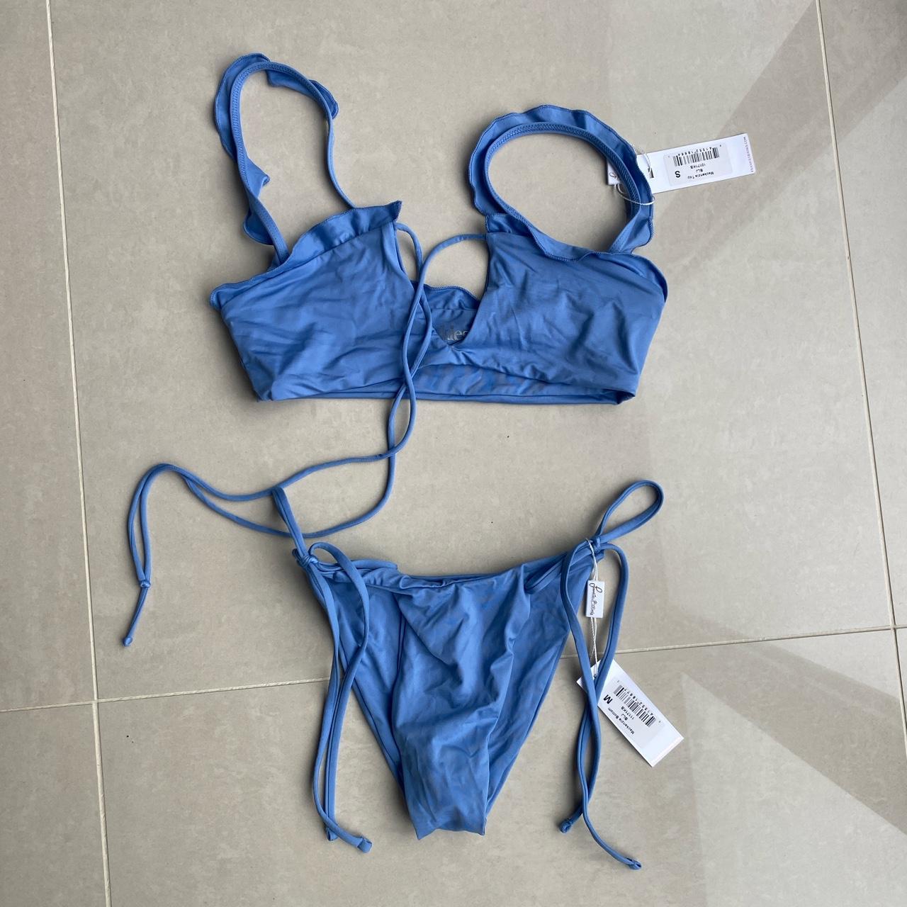 Frankies bikini set in blue Frill frilly trim Top... Depop