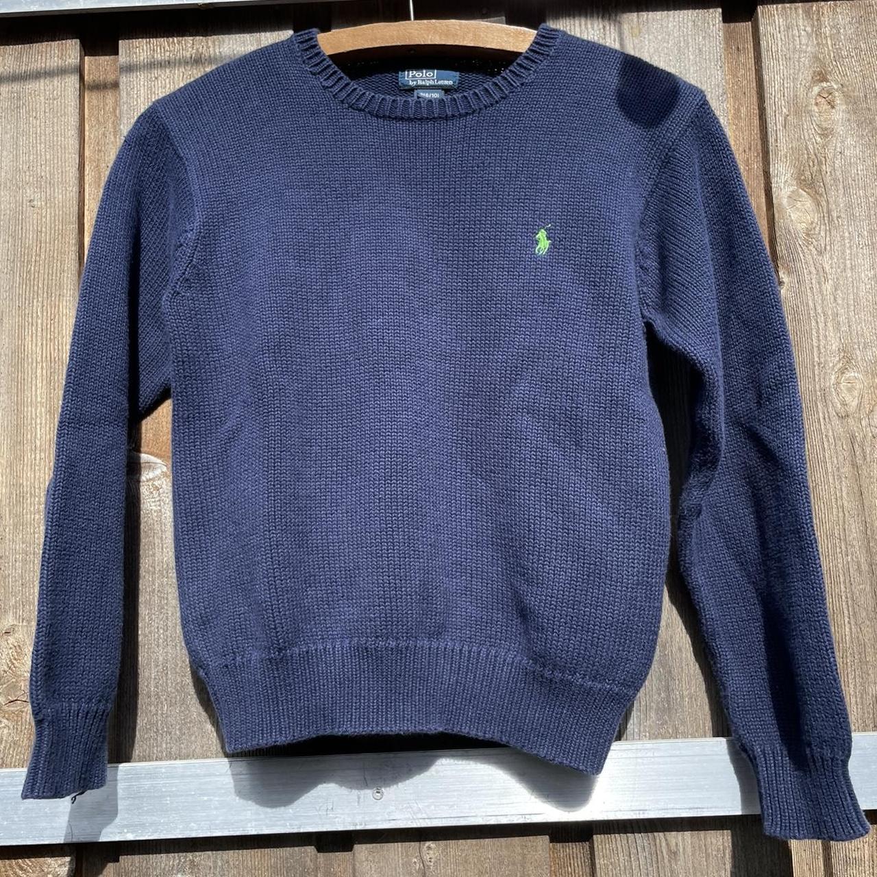 Polo Ralph Lauren Kids Women's Navy and Green Jumper | Depop