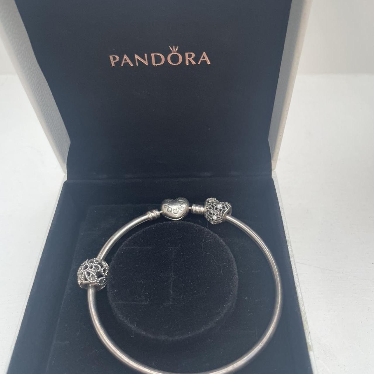 Pandora bracelet with two charms One heart charm,... - Depop