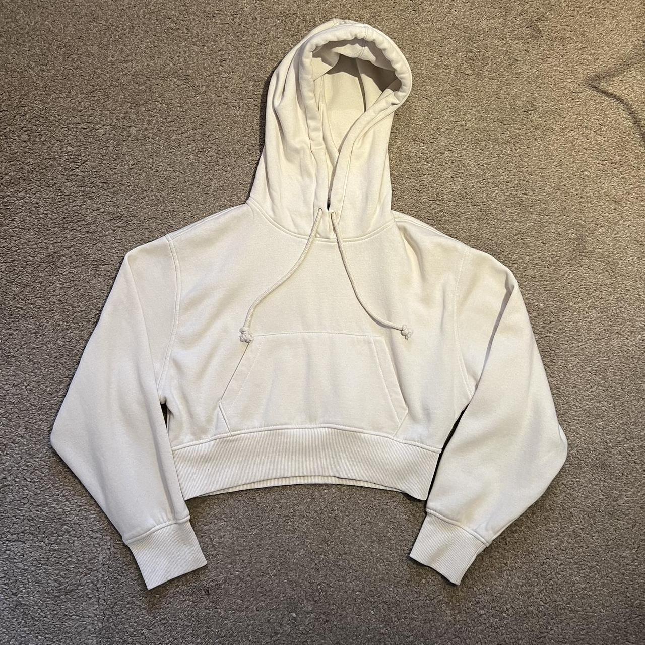 Zara cream cropped hoodie - Depop